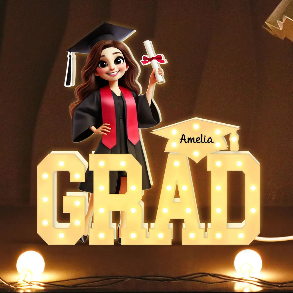 Custom Acrylic Light Box with Graduate and Personalized Design - Perfect Gift for Graduation