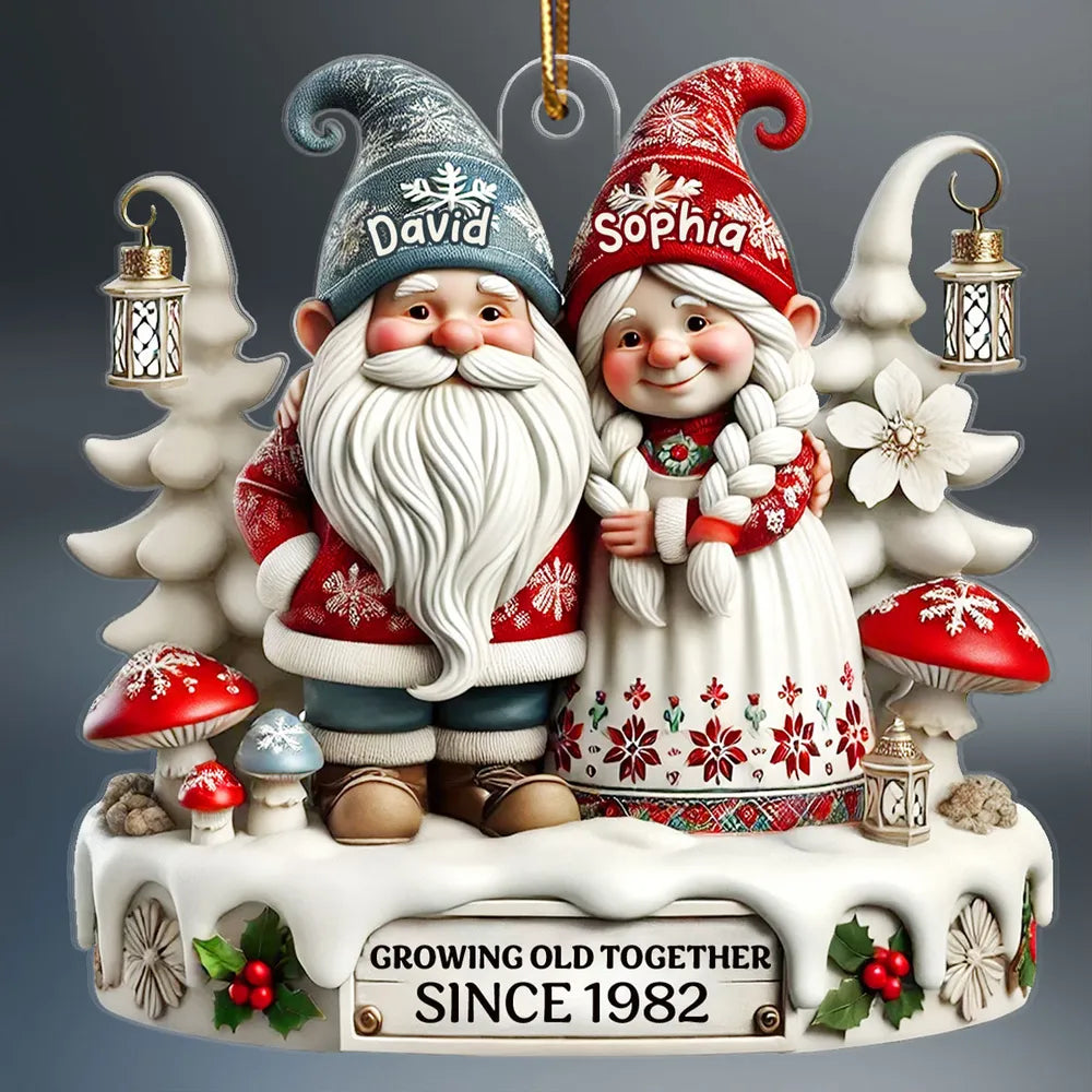 Personalized Christmas Ornament with Elderly Couple, Holiday Gift