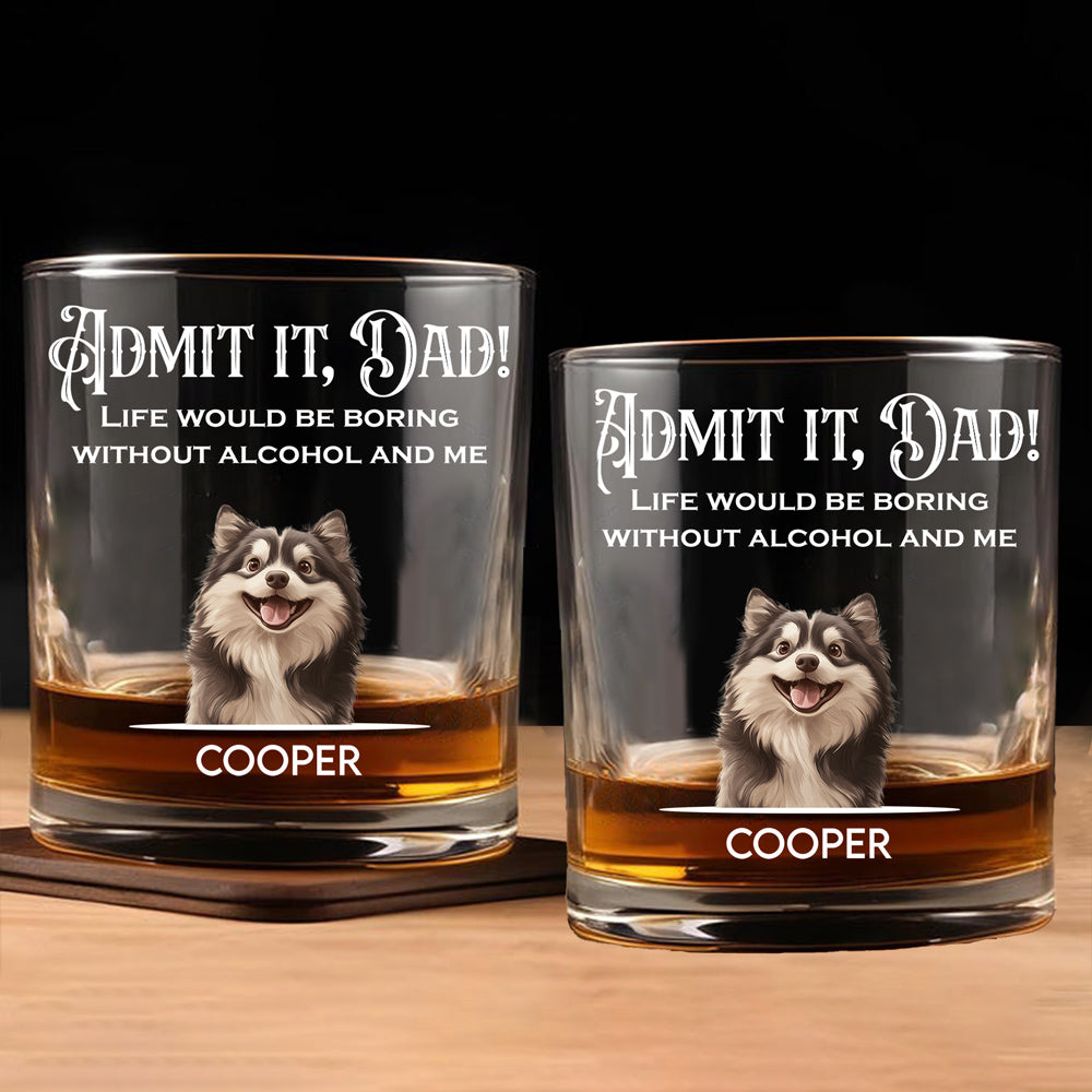 Custom Dog-Design Whiskey Glass for Dad – Personalized Pet Cup Gift