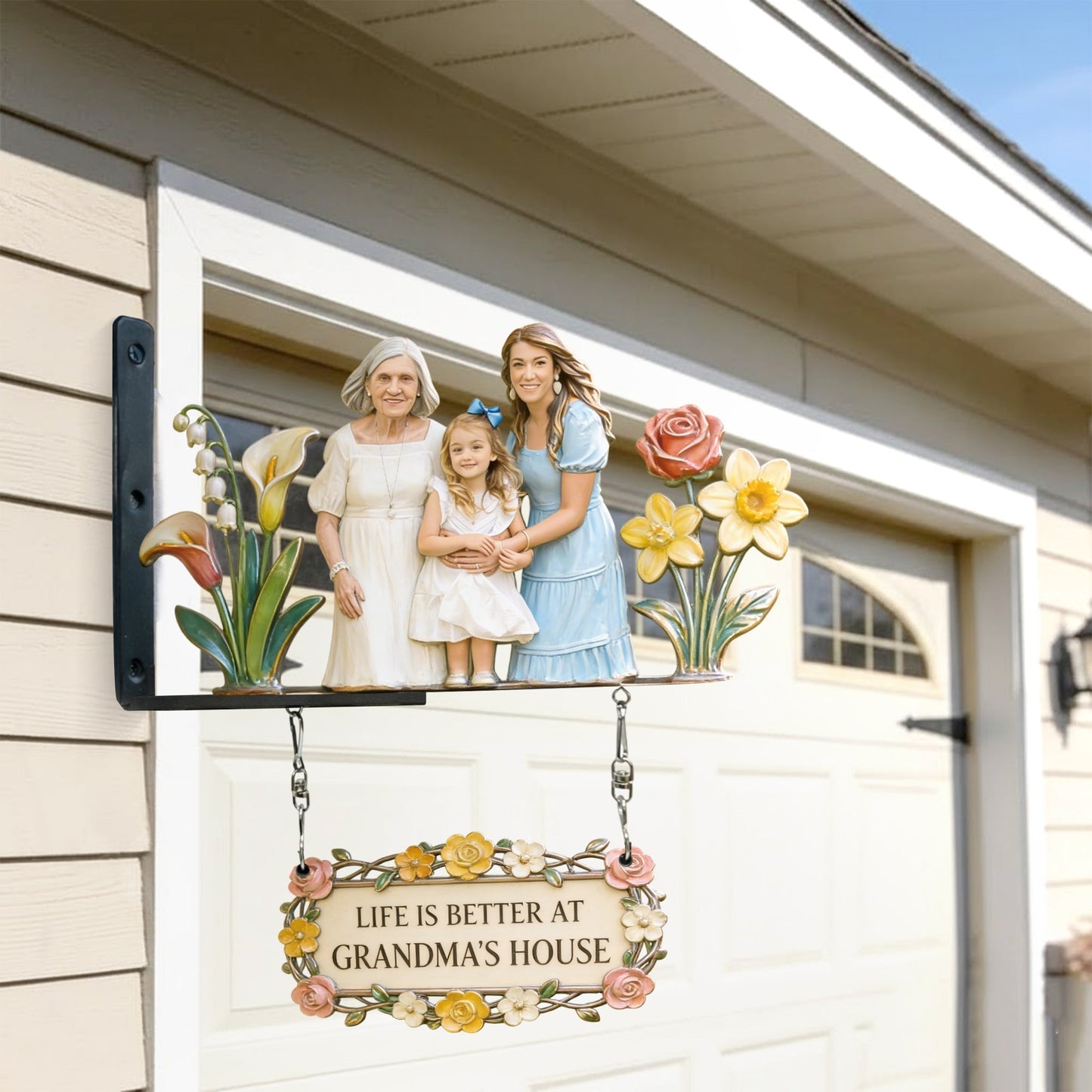 Custom Any Photo Perfect Gift For Grandparent - Personalized Grandma Wooden Wall Mount Sign