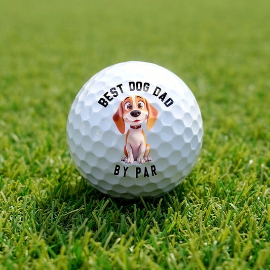 Personalized Best Dog Dad Golf Ball with Cute Dog Cartoon, Funny Unique Gift for Golf Lovers