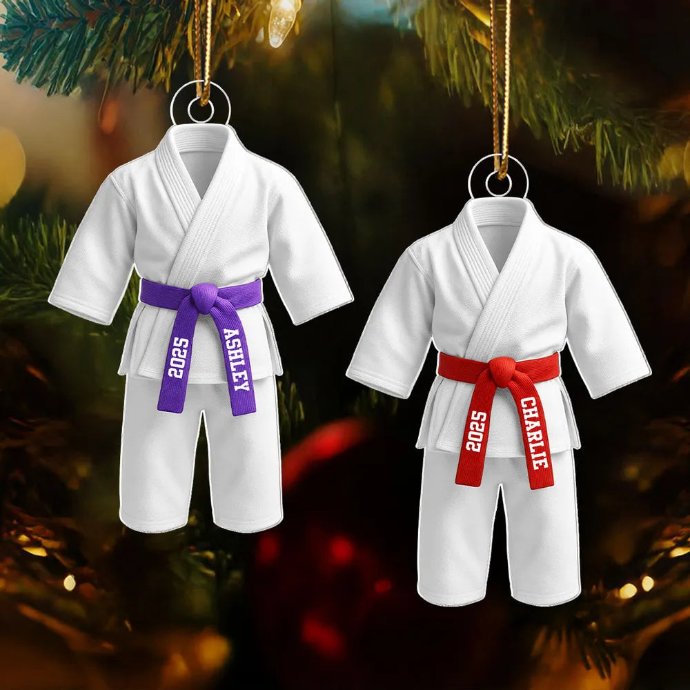 Personalized Martial Arts Uniform Acrylic Ornament, Unique Gift for Kids or Grandkids, Cute Dojo Keepsake for Home Decor
