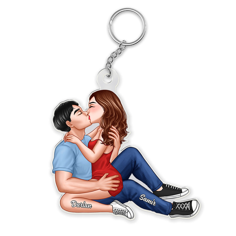 “Adorable Couple Keychain – Custom Acrylic Kissing Couple, Romantic Gift for Boyfriend & Girlfriend”