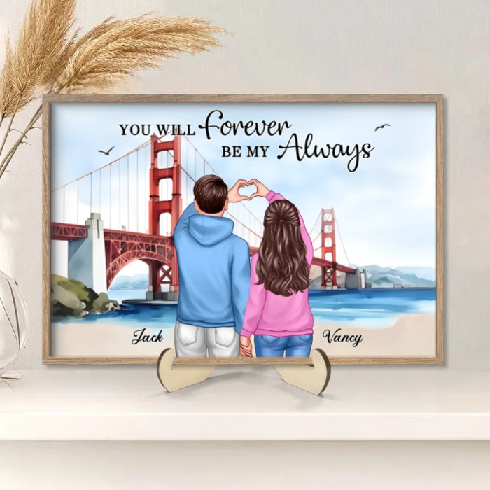 Custom Couple Poster - A Timeless Love Story with Scenic Bridge Backdrop