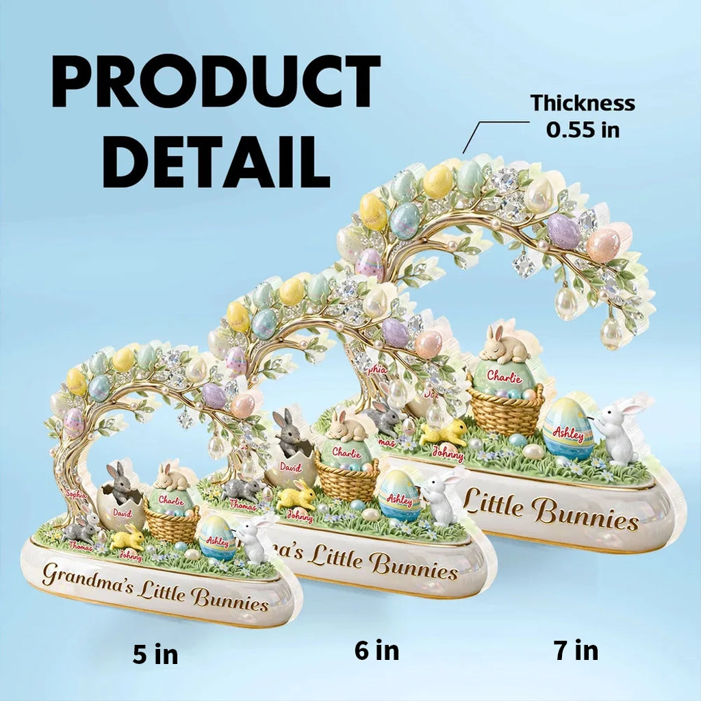 Personalized Shaped Acrylic Block Plaque Grandma's Little Bunnies Easter Egg Scene - Unique Easter Gift for Grandma