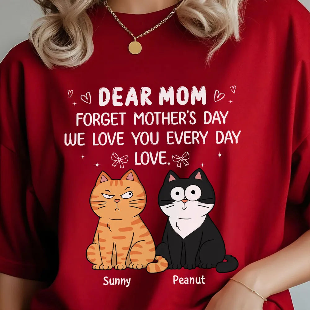 Personalized Classic Tee Dear Mom Cat Cartoon Quote Shirt - Unique Mother's Day Gift From Cat Lovers