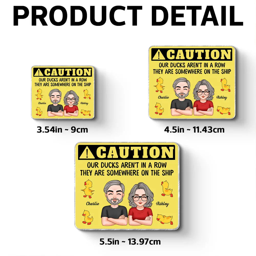 Funny Personalized Acrylic Magnet for Cruise Ship Door - Caution Our Ducks Aren't In A Row - Unique Gift for Travelers