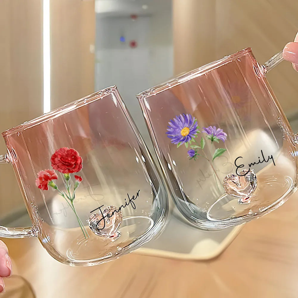 Blooming Gradient Glass Mug – Gift for Sisters, Wife, or Grandma
