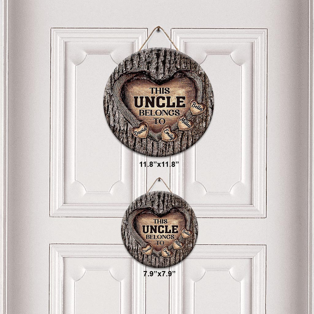 Dad's Heart - Gift for dad, grandma, grandpa, mom, uncle, aunt, brother, sister - Personalized Round Wood Sign