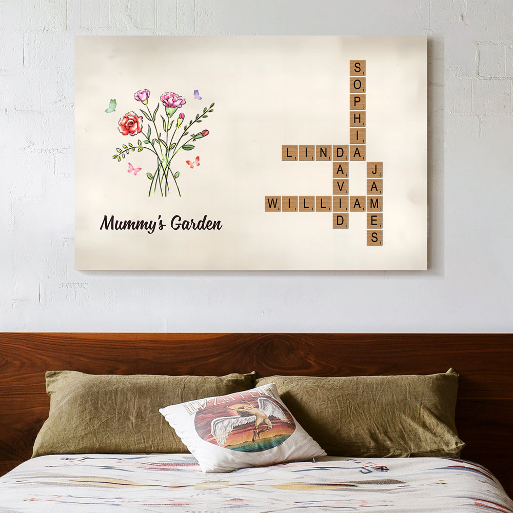 Personalized Family Garden Poster – Custom Flowers and Names Design, Unique Mother's Day or Valentine's Gift, Heartwarming Home Decor