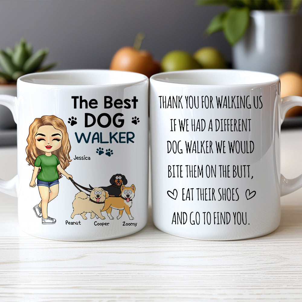 Thank You for Walking Me – Hilarious Personalized White Ceramic Mug for Dog Walkers, Customizable with Dog, Perfect Gift for Pet Lovers