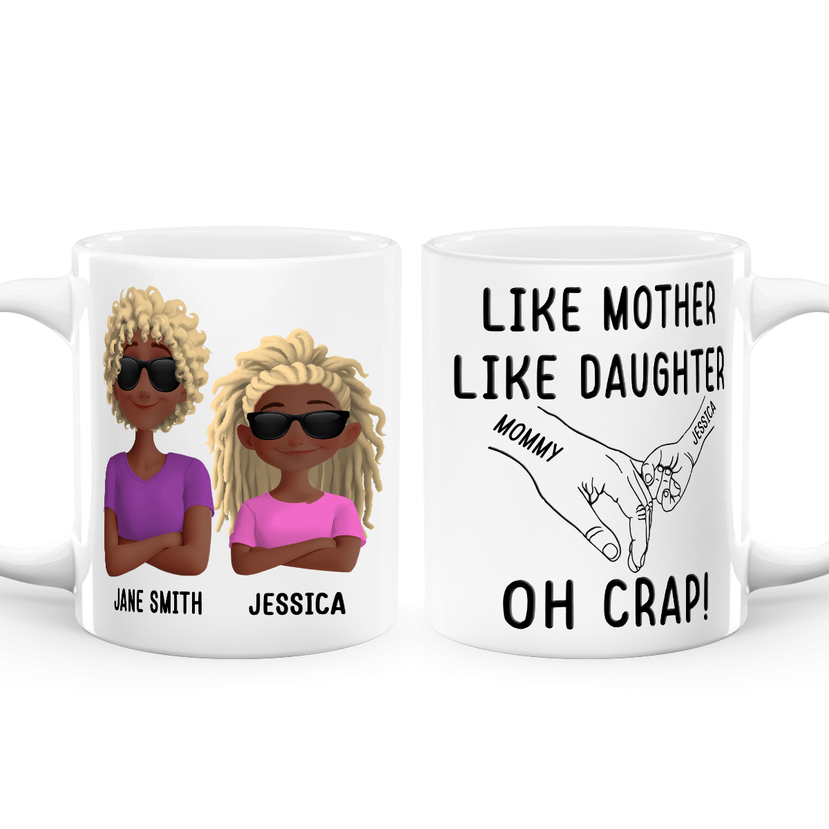 Like Mother Like Children – Customizable Cartoon Cup with Hand Gesture Design – Best Mother's Day Gift