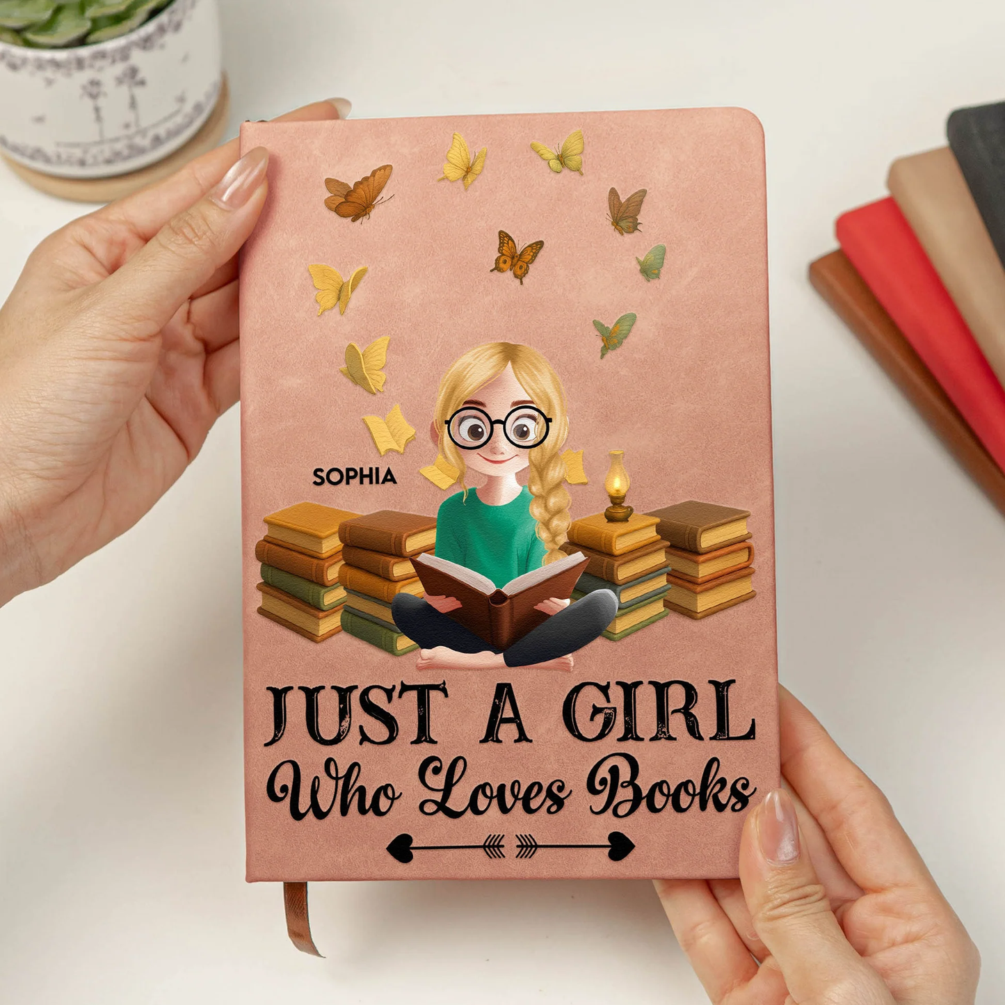 Reading Journal Leather Journal, Personalized Name Cover, Cozy Bookish Gift for Her and Avid Readers
