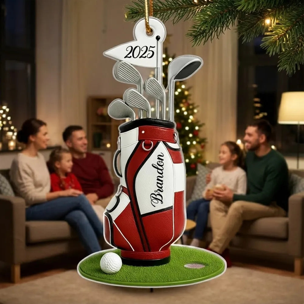 Personalized Acrylic Ornament Golf Bag Design for Christmas Tree Decor, Unique Custom Gift for Golf Lovers