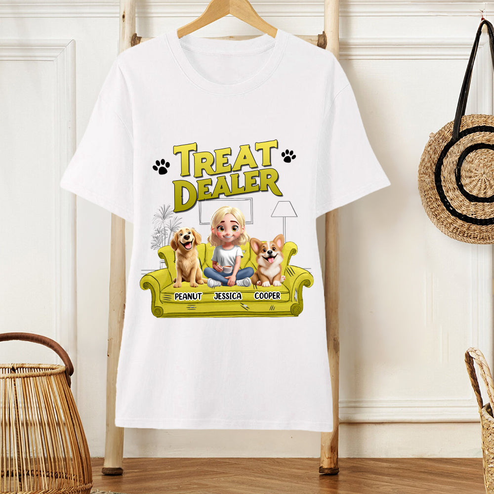Treat Dealer – Funny Personalized Dog Lover T-Shirt, Women’s Tee, Sweatshirt and Hoodie – Ideal Gift for Dog Owners and Pet Lovers