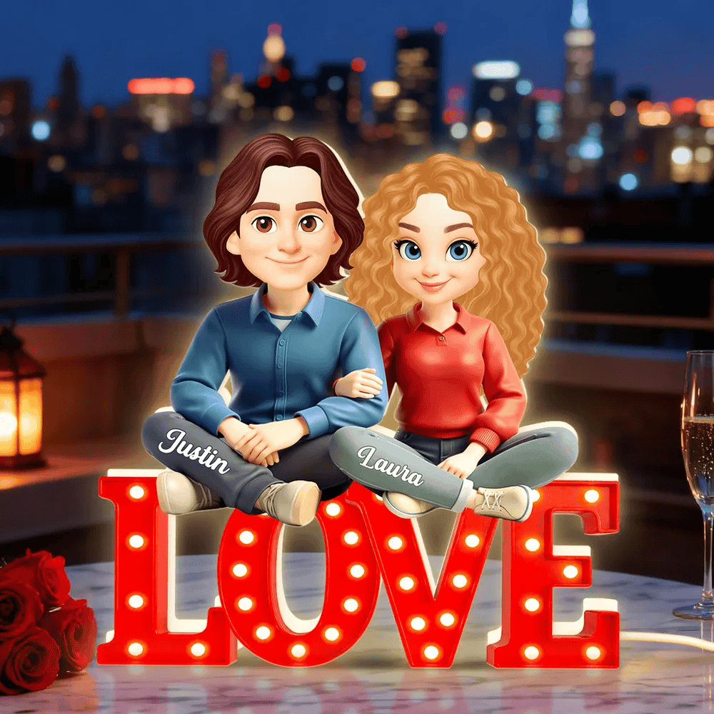 Personalized Couple Acrylic Light Box with Warm Glow LOVE Sign Decor, Unique Keepsake Gift for Him or Her