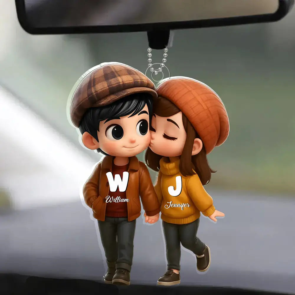 Personalized Couple's Acrylic Car Hanger – A Perfect Gift for Lovers