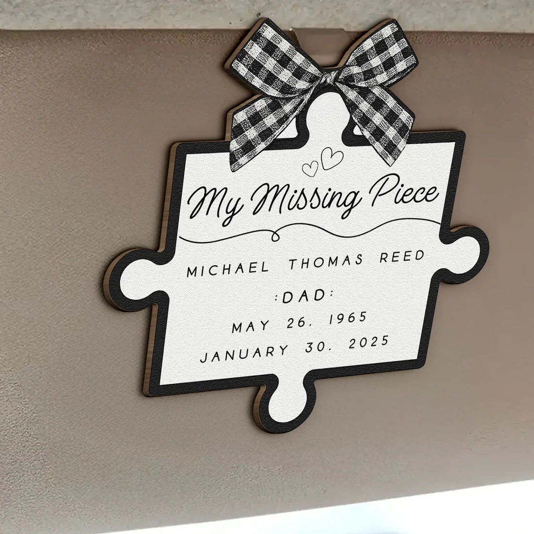 Personalized Wooden Car Visor Clip My Missing Piece Puzzle Keepsake for Mom or Dad, Unique Memorial Gift for Daily Drives