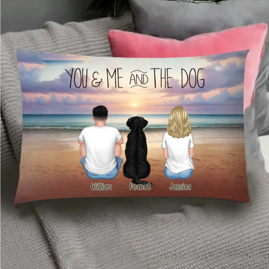 You Me And The Dogs Beach Outline Personalized Wallet Card or Poster or Canvas or Plaque or Pillow or Wallet or Cup