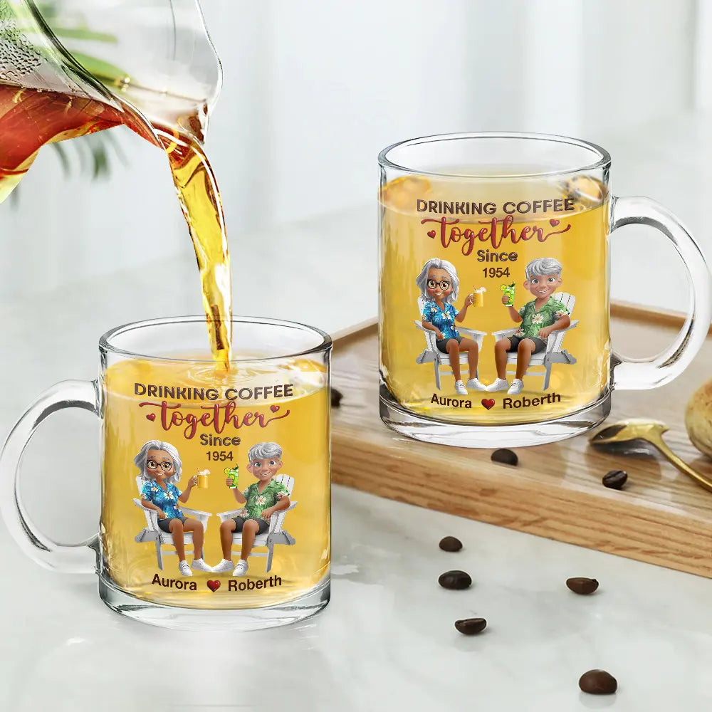 Personalized Couple's Glass Mug - Custom Year Anniversary Gift