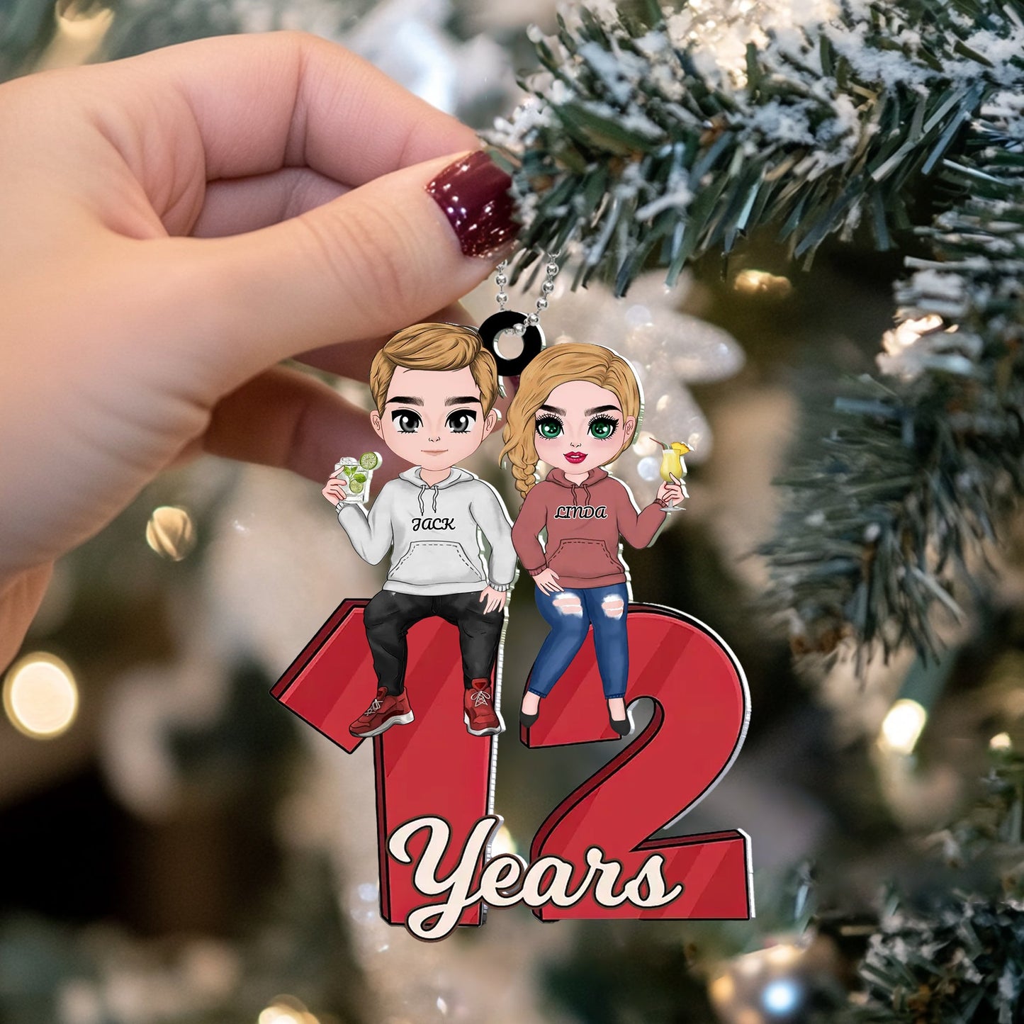 Gifts For Couple - Personalized Car Ornament For Anniversary