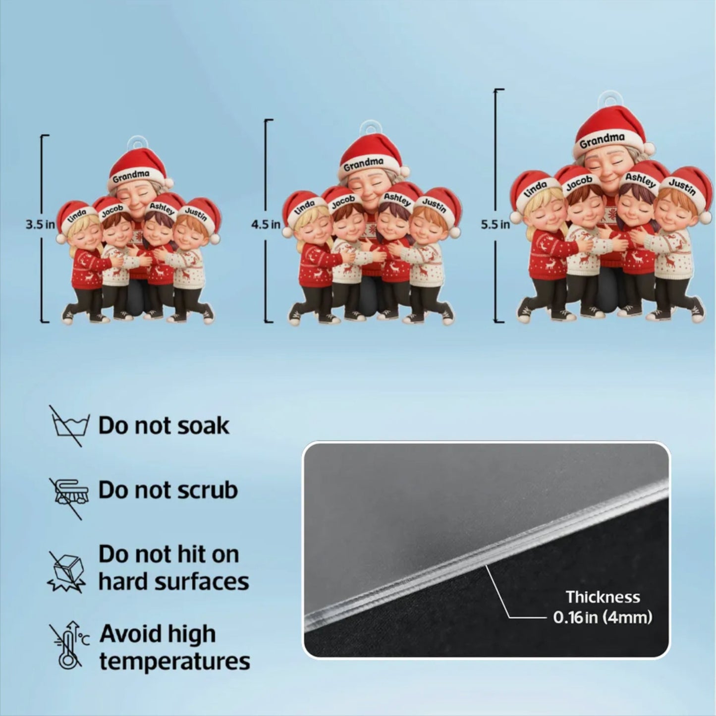 Grandma & Grandkids Christmas Acrylic Ornament – A Heartwarming Gift with Clear Print & Festive Charm