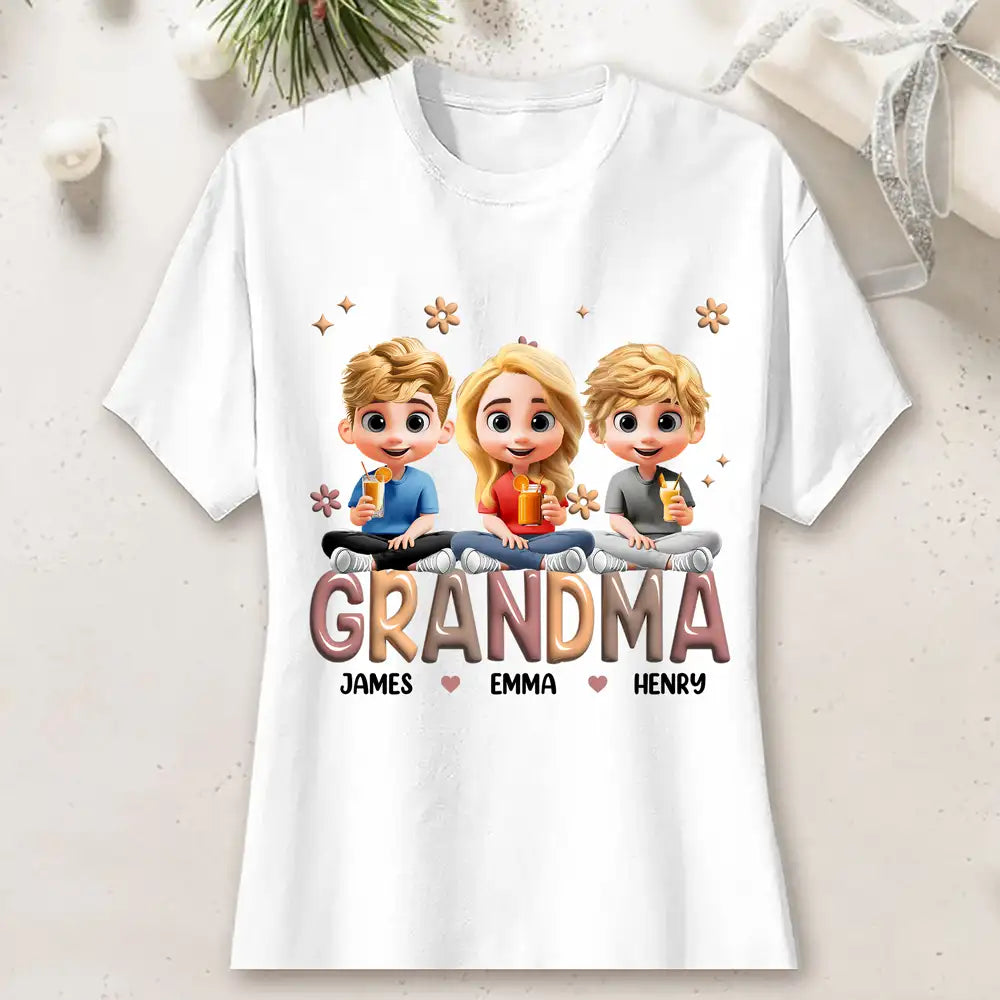 Personalized Family T-Shirt for Grandma with Children's Names