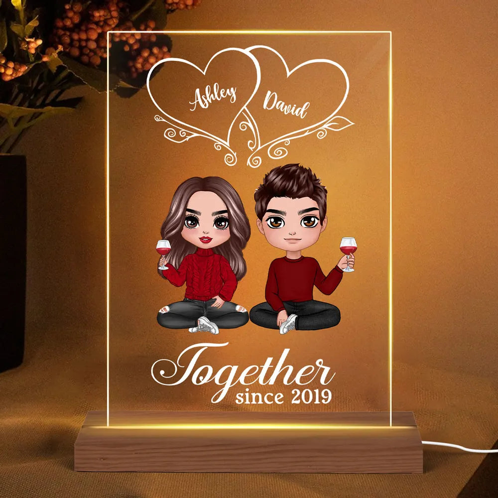 Personalized Couple LED Acrylic Night Light - Custom Romantic Gift for Him & Her, Anniversary, Valentine's Day Decor
