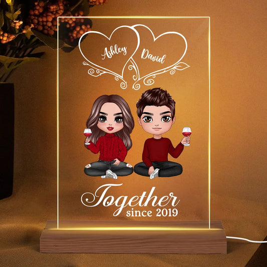 Personalized Couple LED Acrylic Night Light - Custom Romantic Gift for Him & Her, Anniversary, Valentine's Day Decor