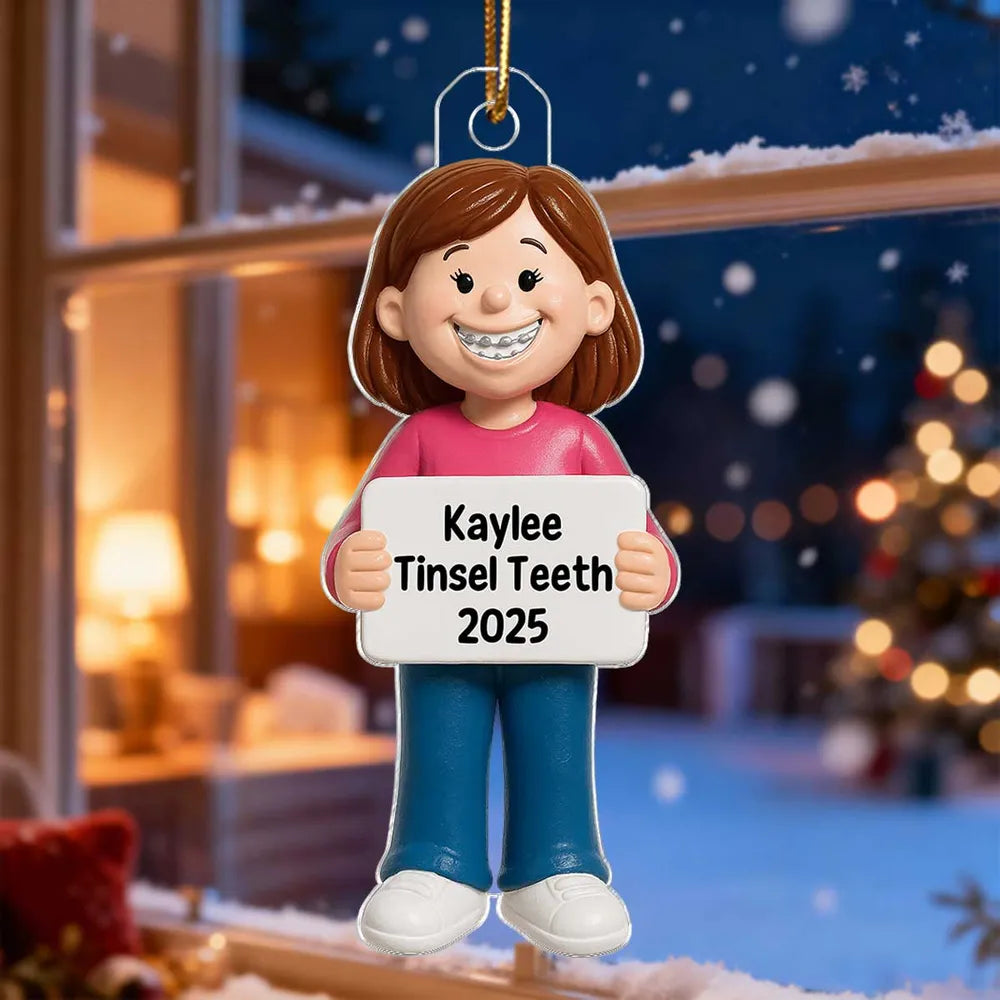 Smiling Braces Kid Acrylic Ornament – Adorable Keepsake Gift Celebrating Growing Smiles