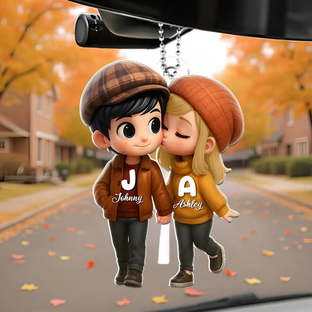 Personalized Couple's Acrylic Car Hanger – A Perfect Gift for Lovers