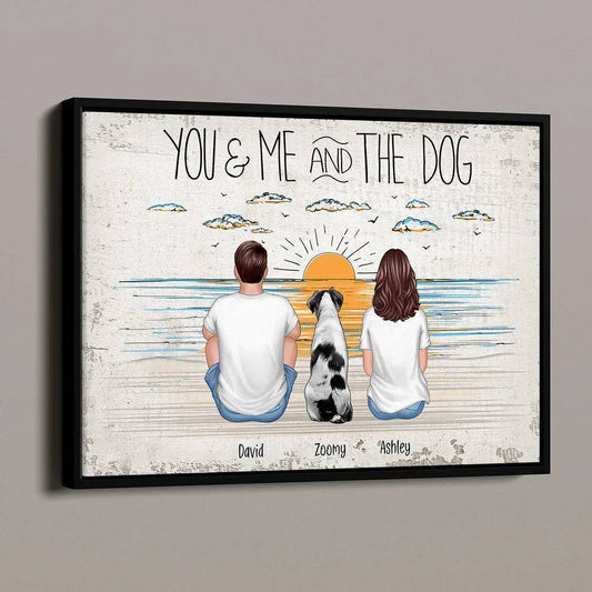 You Me And The Dogs Beach Outline Personalized Poster or Canvas or Plaque or Pillow or Wallet Or Wallet Card or Cap or Cup