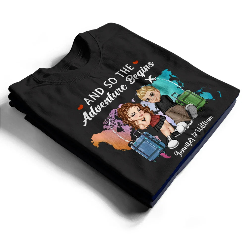 Hubby & Wifey Travel Theme T-Shirt – Personalized Couple Clothing