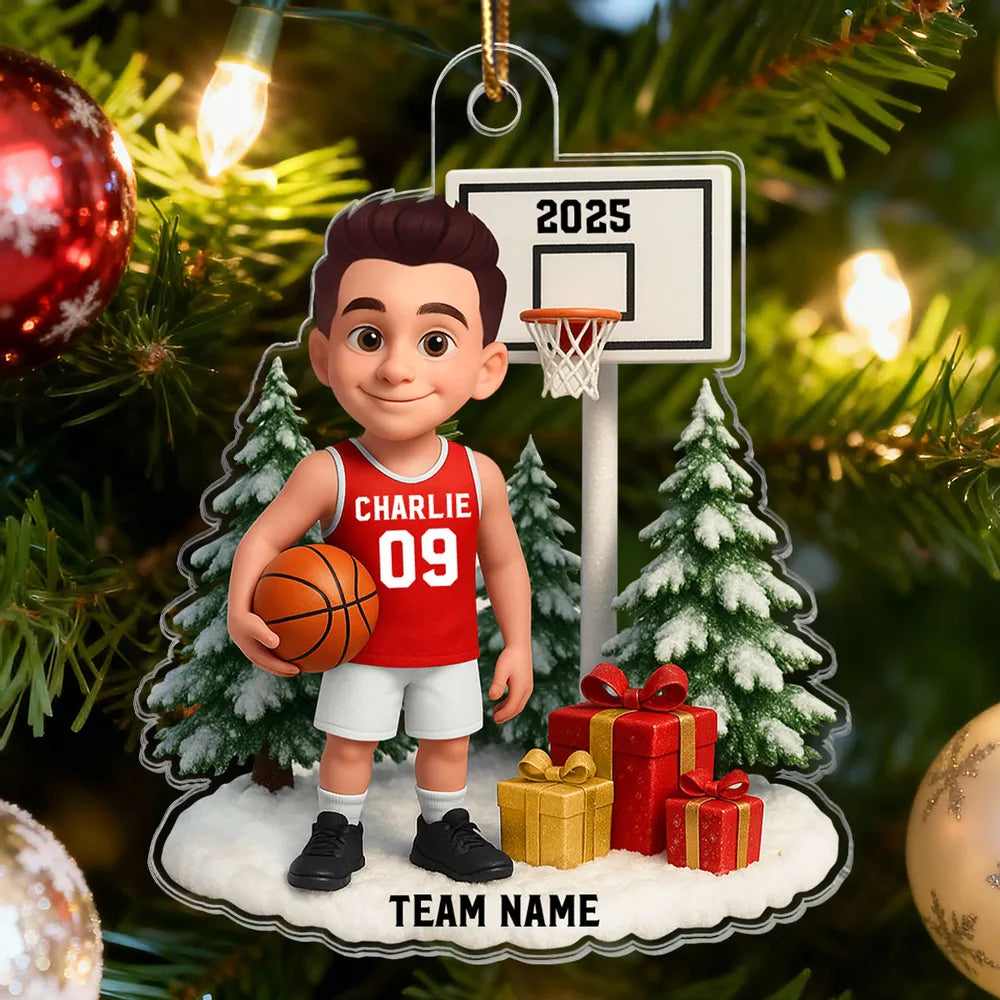 Basketball Acrylic Ornament with Custom Design – Festive Tree Decoration & Perfect Gift for Sports Lovers