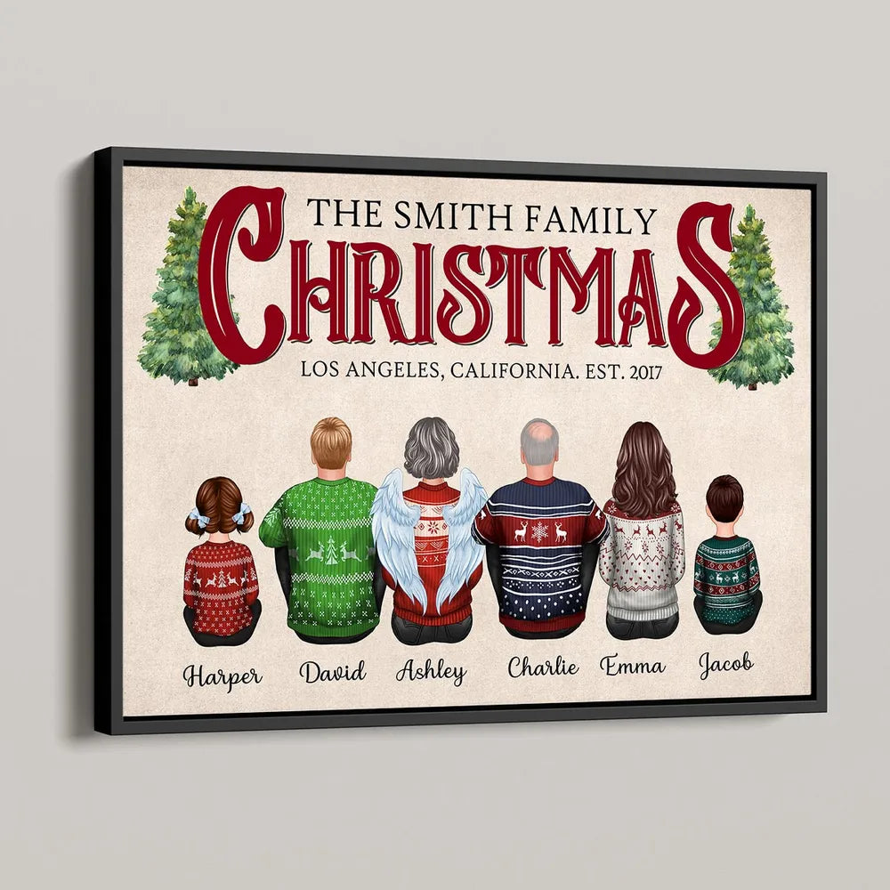 Christmas Family Sitting Together Personalized Poster, Christmas Decoration