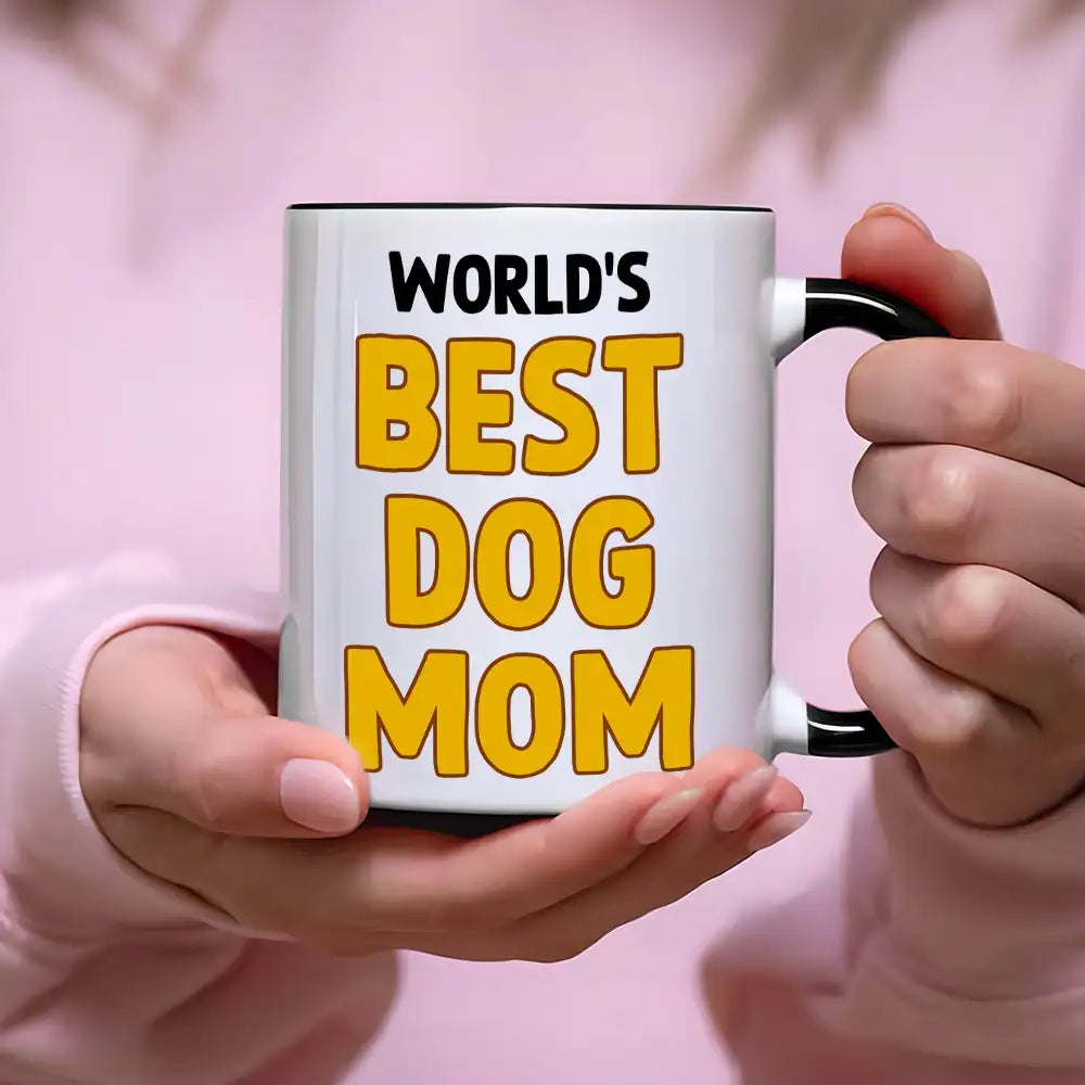 World’s Best Dog Dad Mug – Personalized Ceramic Mug with Cartoon Dog and Owner for Dog Lovers