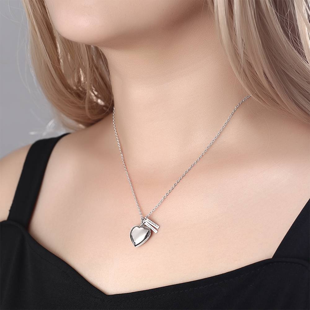 Any Photto - Personalized Couple Heart Photo Locket Necklace