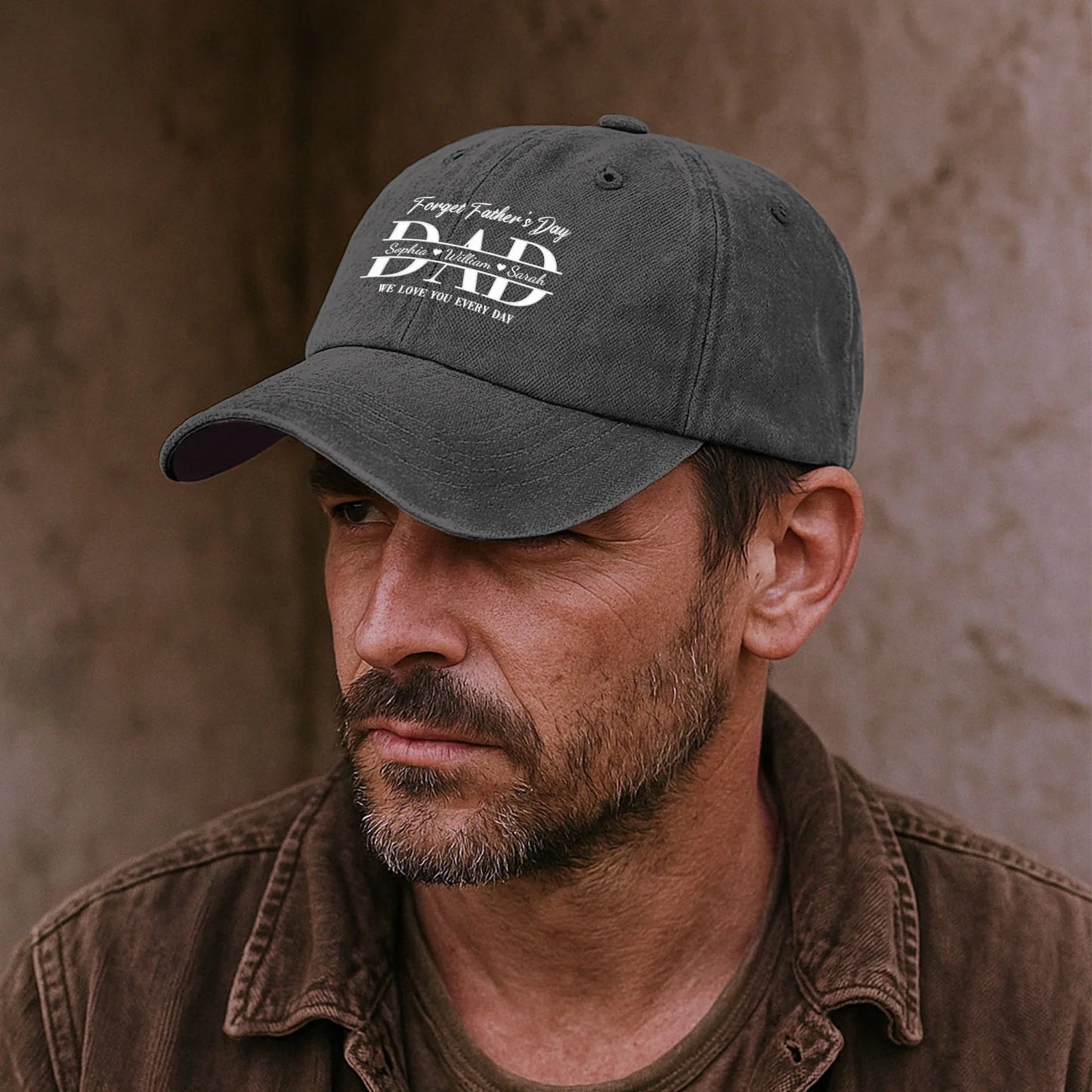 Personalized Washed Denim Baseball Cap, Forget Father's Day Dad We Love You Every Day, Unique Gift for Dad