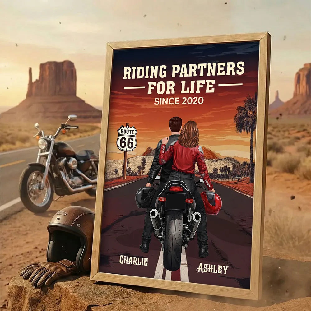 Riding Partners for Life Poster Custom Couple Motorcycle Wall Art for Your Home A Heartwarming Unique Gift