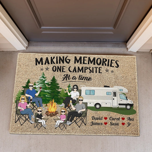 Making Memories One Campsite At A Time Standard Doormat, Personalized Cozy Campfire Welcome Gift