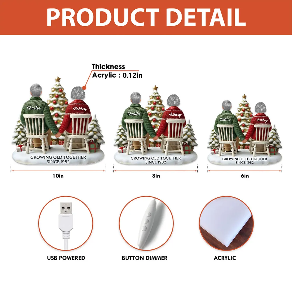 Custom Couple Acrylic Light Box with Cozy Christmas Tree, Soft Bedroom Lamp and Unique Romantic Gift