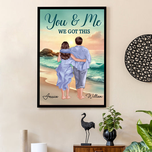 "You & Me, We Got This" Themed Valentine's Day Gift with Beach Background, Perfect for Wall Decor and Desk Items, Supports All Categories