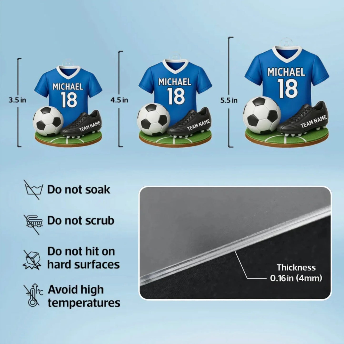 Custom Acrylic Soccer Ornament - Personalized Jersey Keepsake Gift