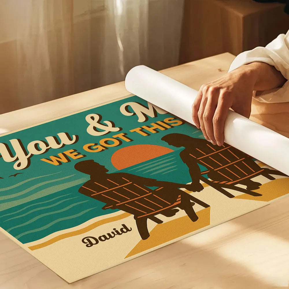 Vintage Style Poster with Couples on the Beach Emotional Wall Art Gift-Ready