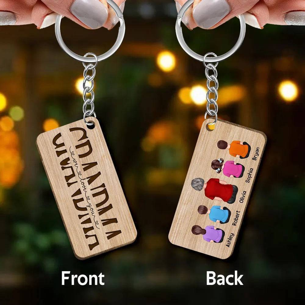 Best Grandma/Grandpa/Daddy Ever Back View Man Woman Kids Dog Cat Personalized Wooden or Acrylic Keychain