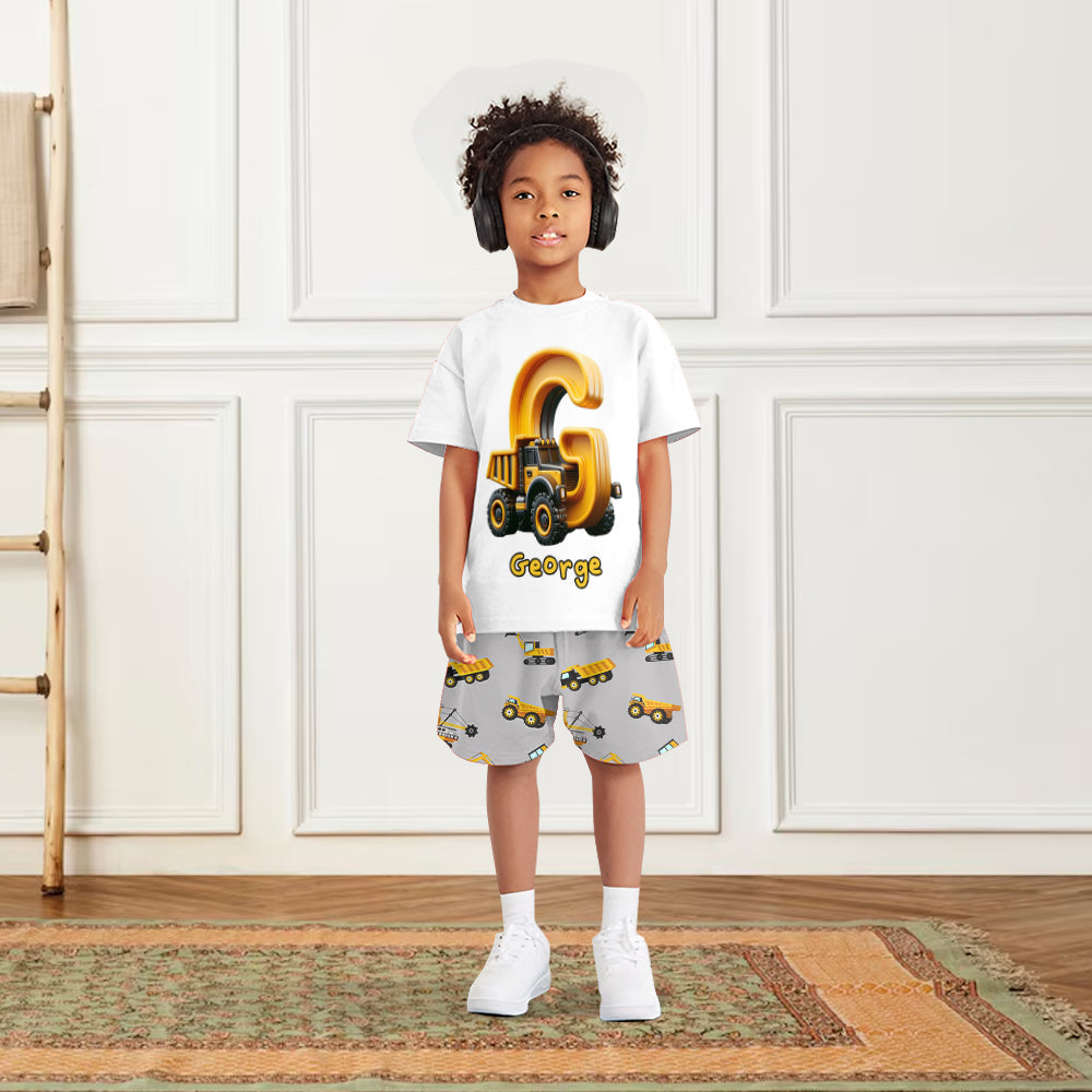Cool Truck Alphabet - Personalized Kid T-shirt & Shorts