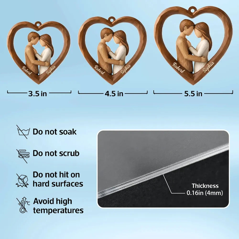 Custom Couple Heart Acrylic Ornament – Unique Hanging Decoration for Romantic Holidays, Anniversaries and Everyday Love Gifts