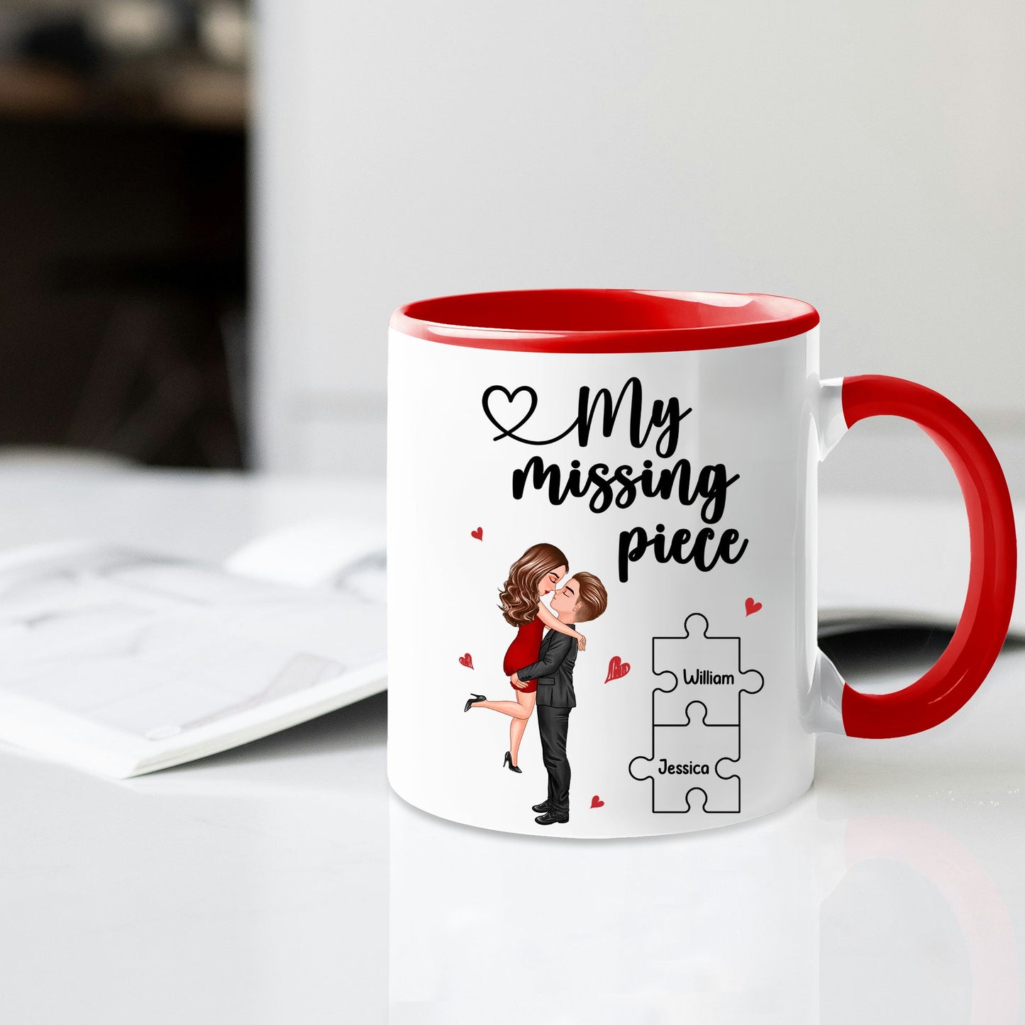 My Missing Piece Couple Hugging Kissing Valentine‘s Day Gift For Her Gift For Him Personalized Mug