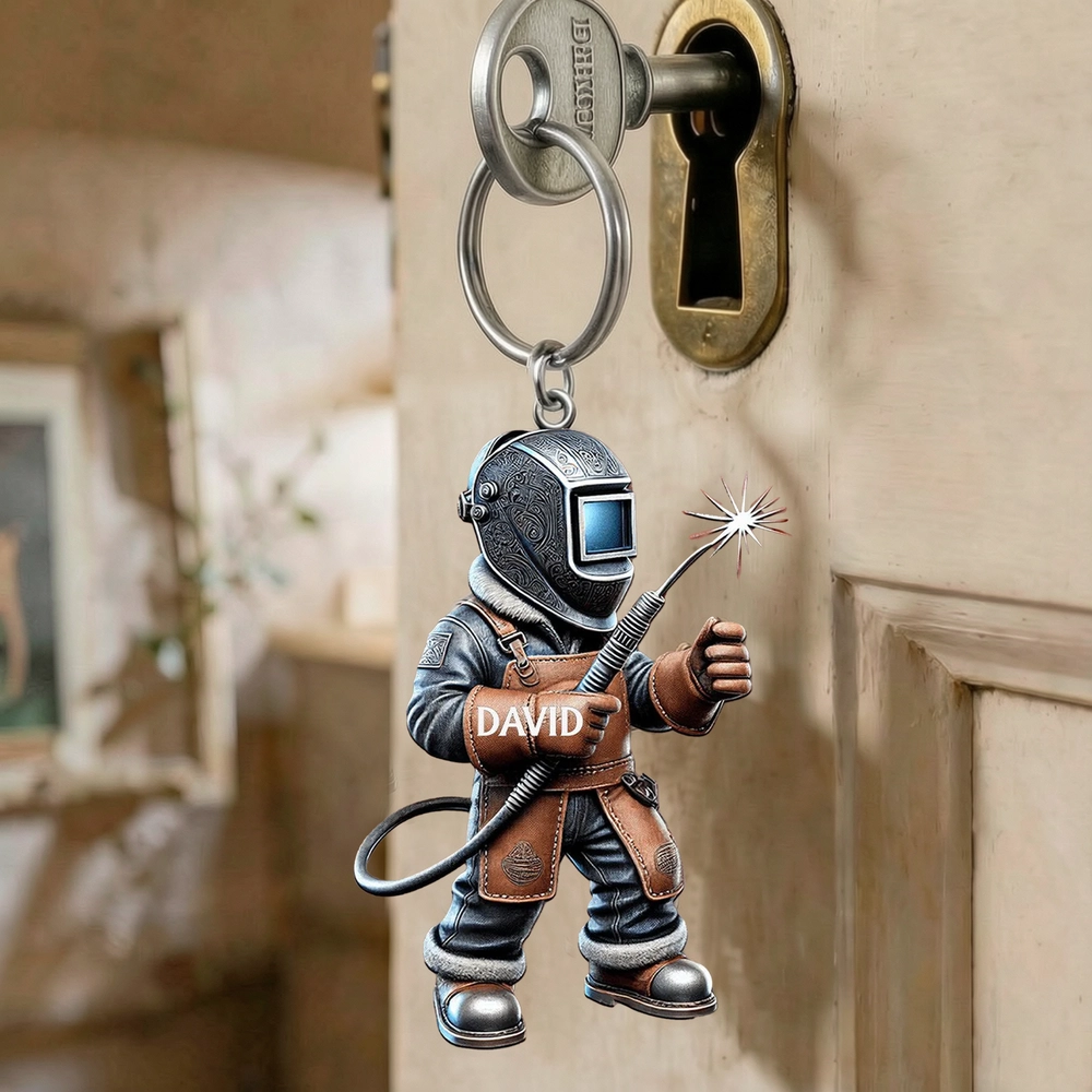 Custom Name Welder Acrylic Keychain Bright Color Charm For Work Gear Or Keys A Fun Unique Gift