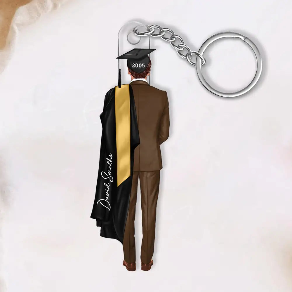 Custom Graduation Keychain with Name & Graduate Figure
